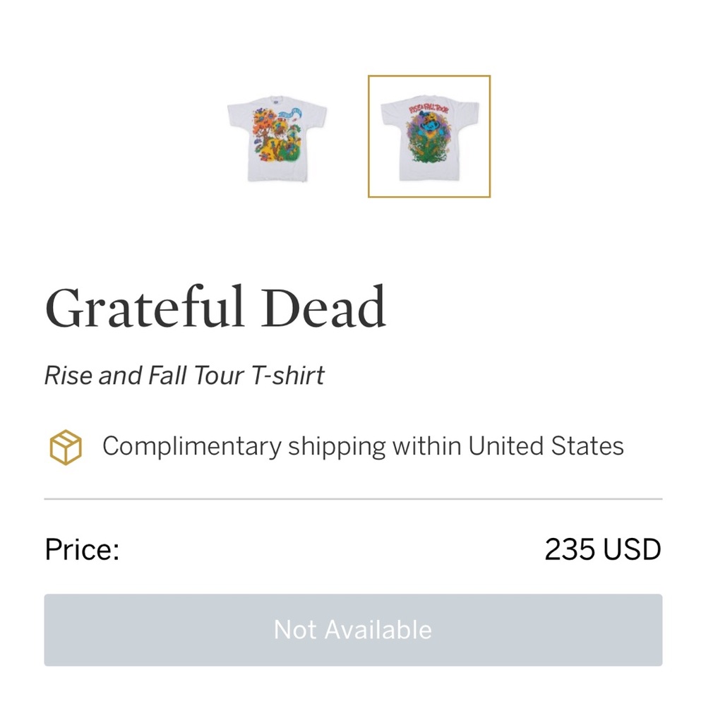 Vintage 1993 grateful dead rise and fall tour shirt (235 USD Sotheby’s sold) - Picture 3 of 3